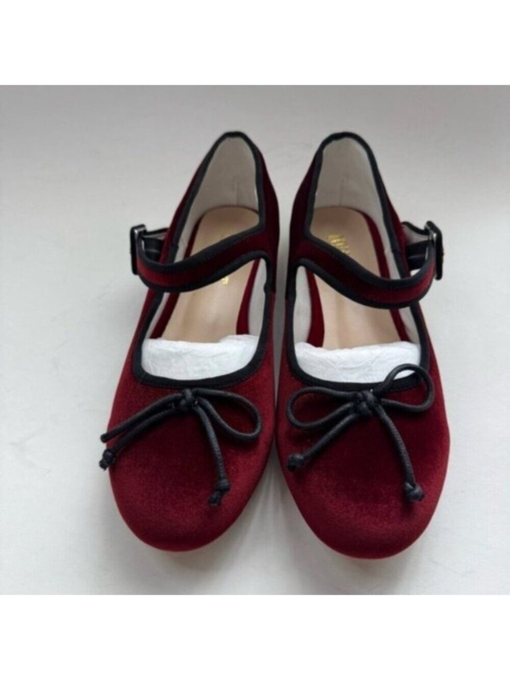 Size 7.5 Women Bowknot Ankle Strap Classic Ballet Flats Burgundy
